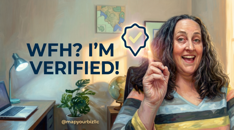 Woman working from home and newly verified on GBP