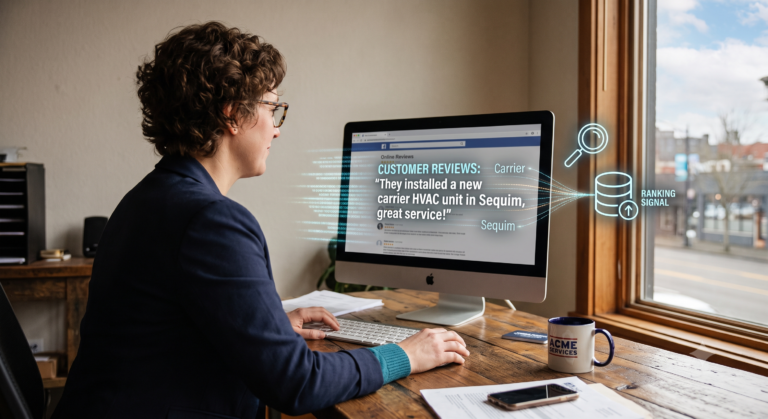 review with woman on computer
